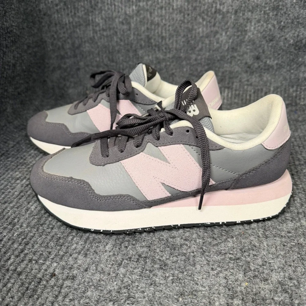 New Balance 237 Lifestyle Sneakers Womens 8.5 Grey Pink Excellent Low Top Casual